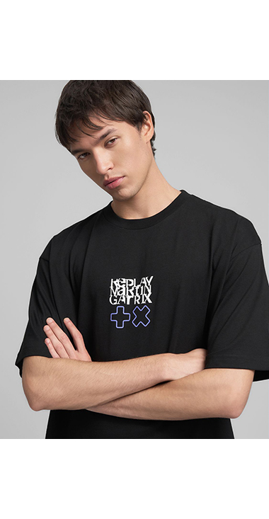 オーバーフィット REPLAY X MARTIN GARRIX ロゴ&レタリング Tシャツ 詳細画像 ブラック 5